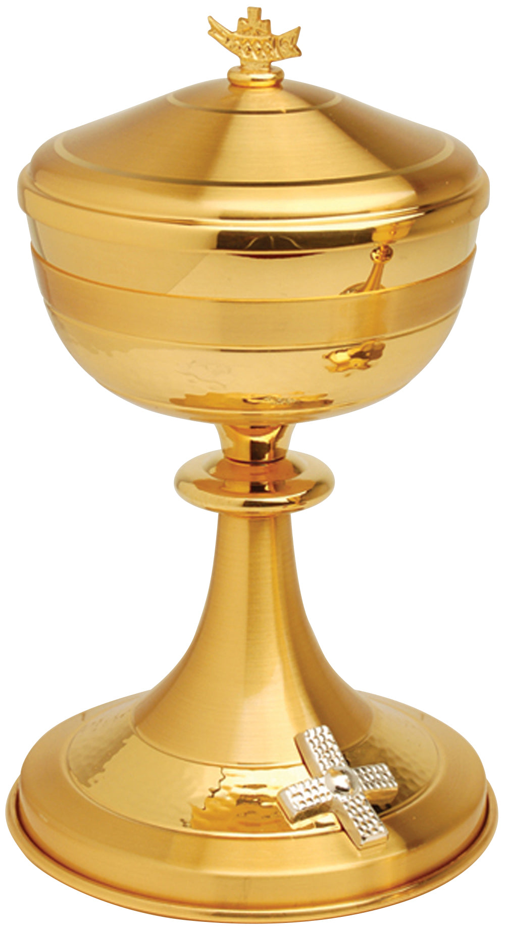 Traditional Ciborium - Silver Cross - 200 Host - 9" Ht