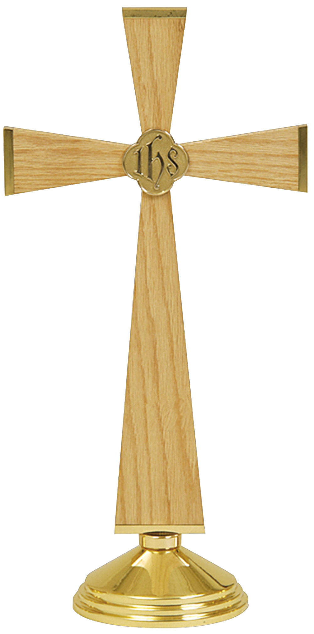 Altar Cross - Brass/Oak Wood - 24" Ht