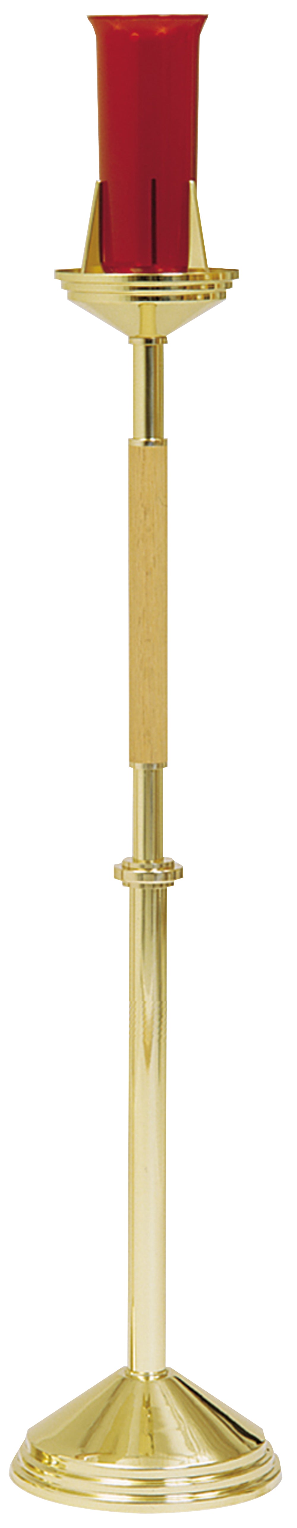 Standing Sanctuary Lamp - Brass/Oak Wood - 46" Ht