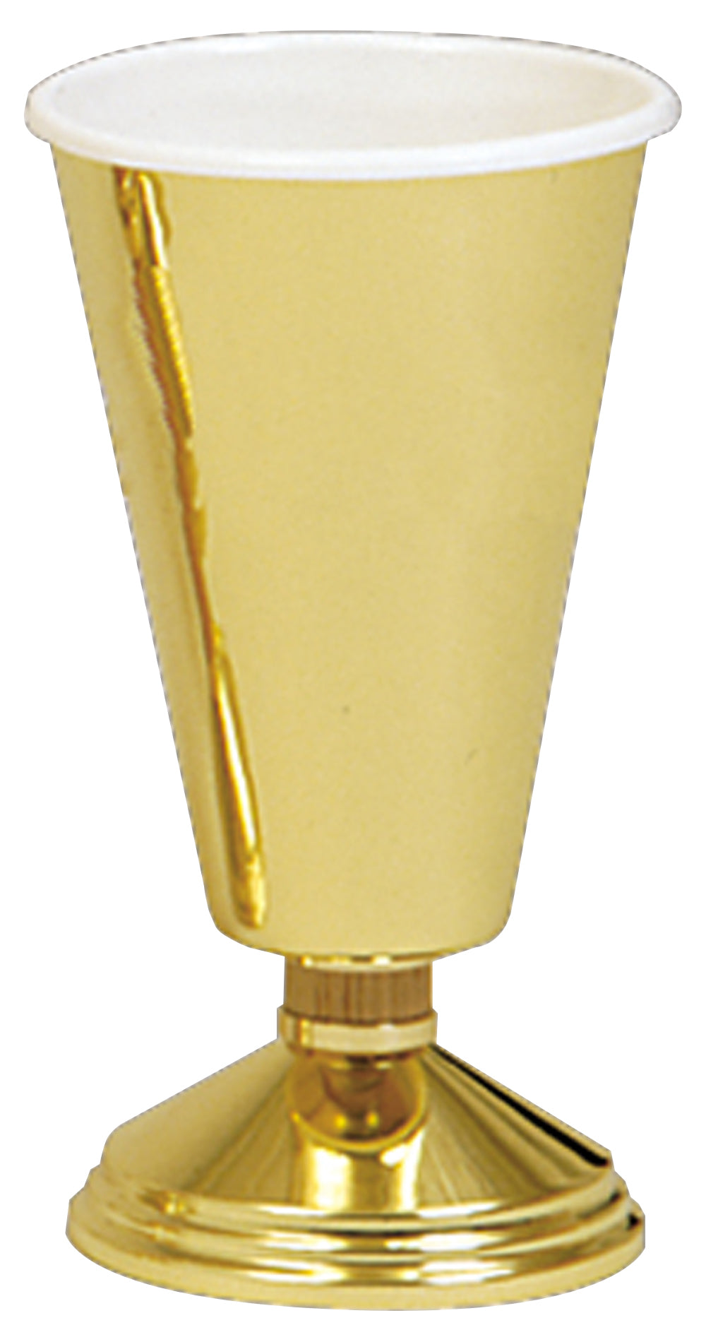 Altar Flower Vase - Brass/Oak - 11" Ht