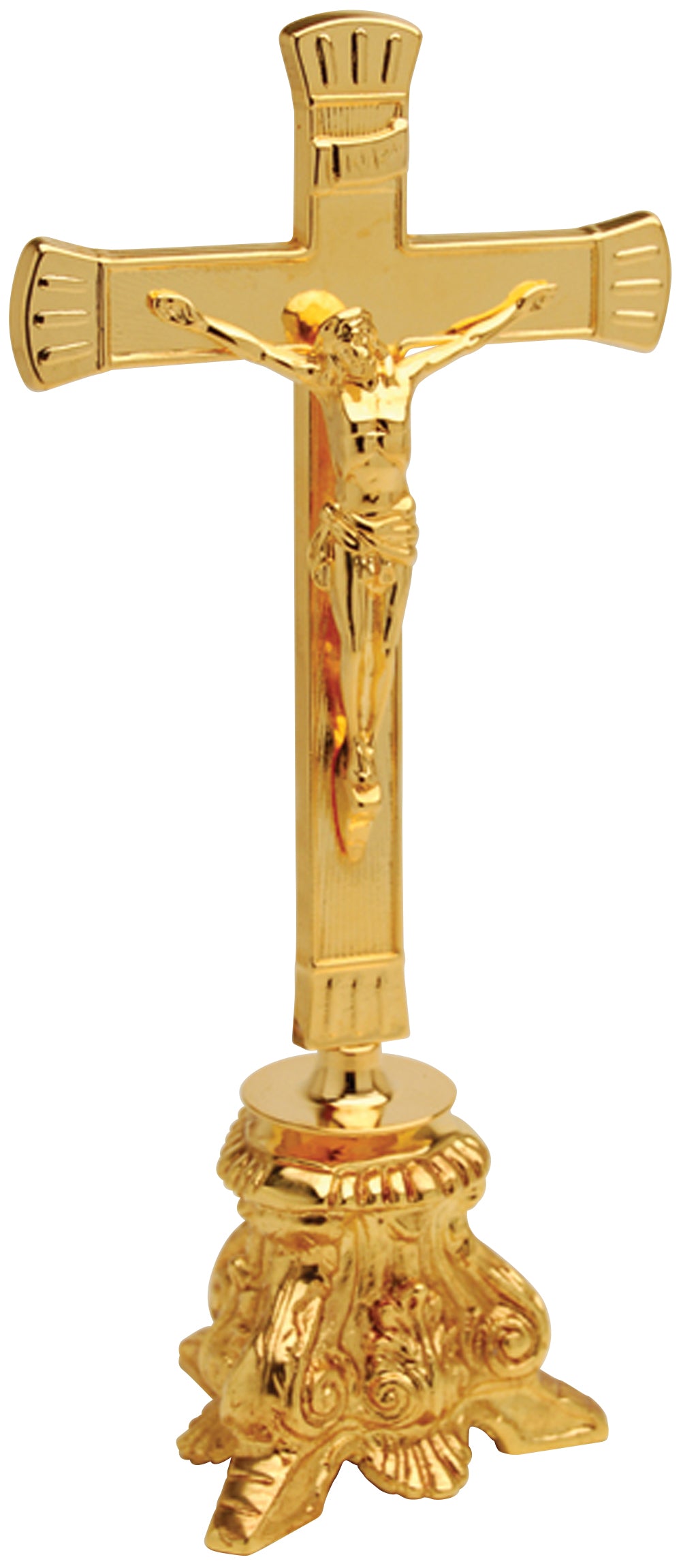 Altar Crucifix - 24 Kt Gold Plated - 10 3/4" Ht