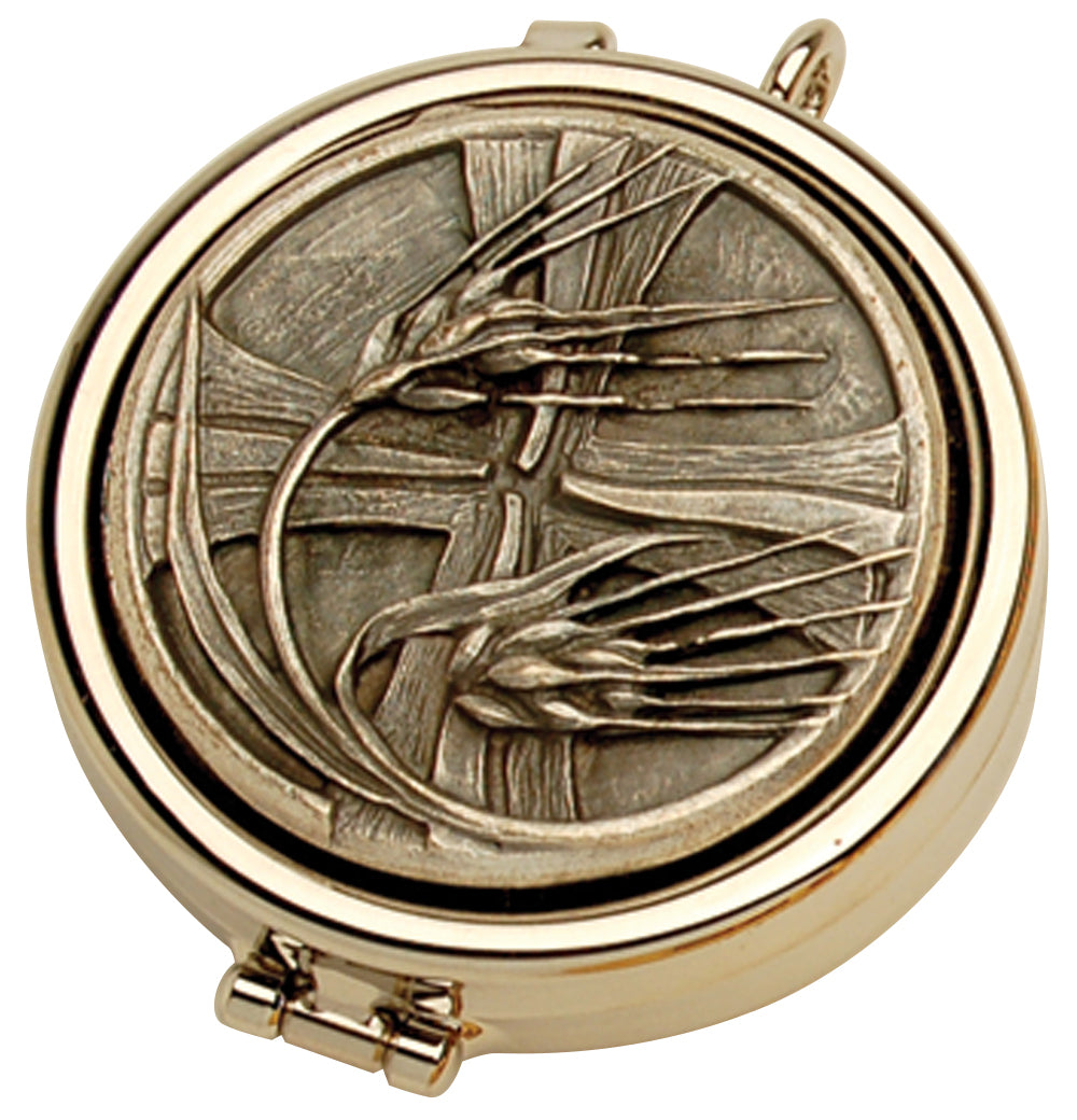 Pyx - Nickel Plated - Wheat/Cross Design - 7 Host