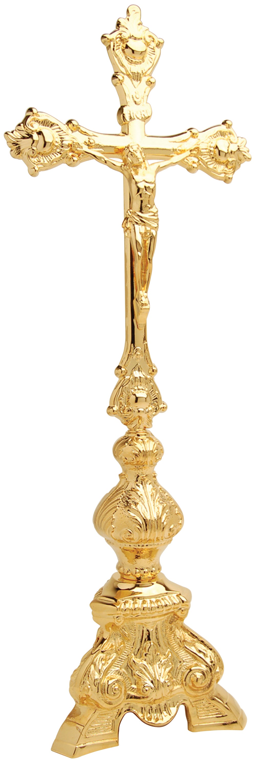 Altar Crucifix - 24 Kt Gold Plated - 21 1/4" Ht