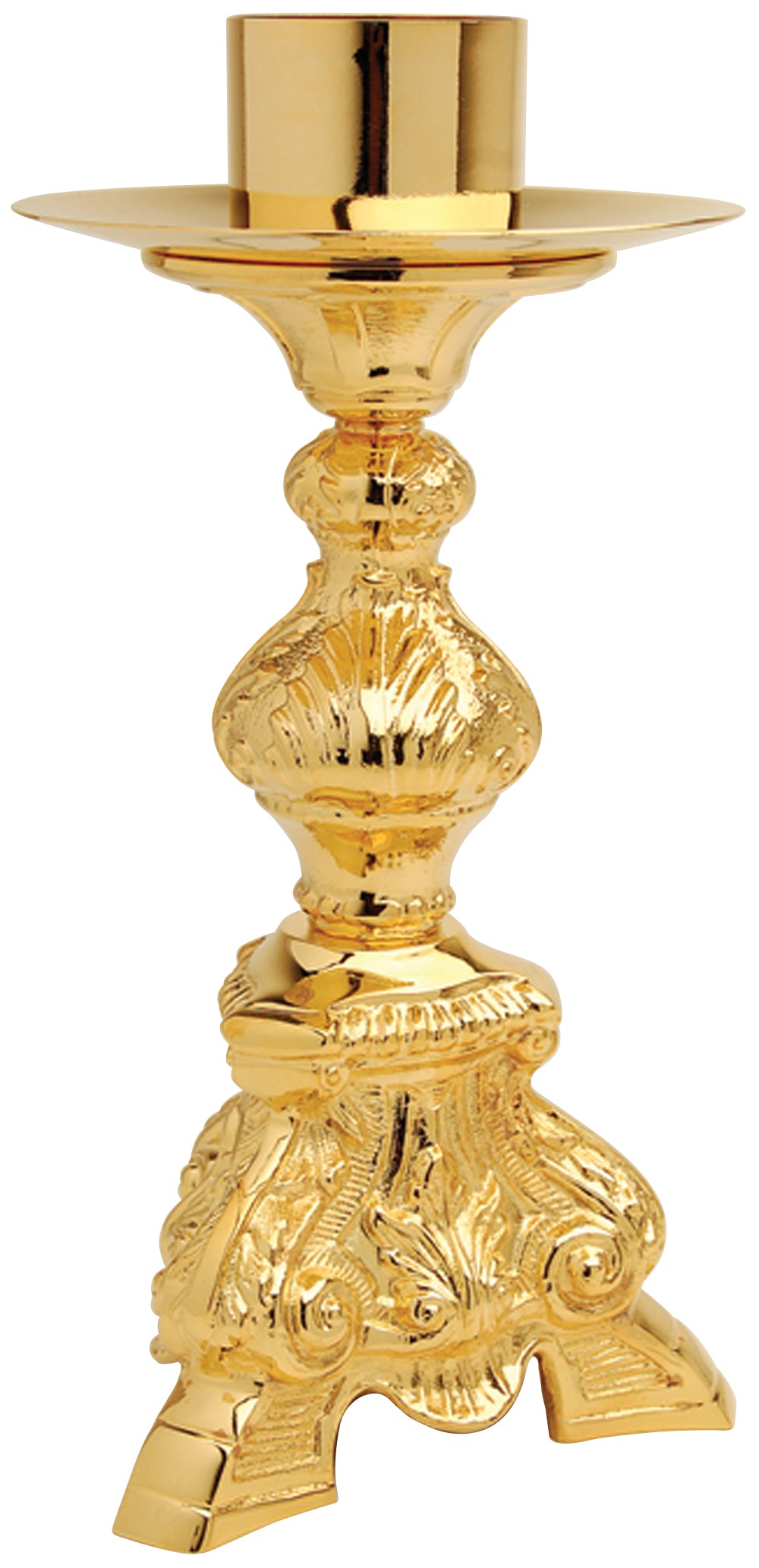 Altar Candlestick - 24 Kt Gold Plated - 10 3/4" Ht