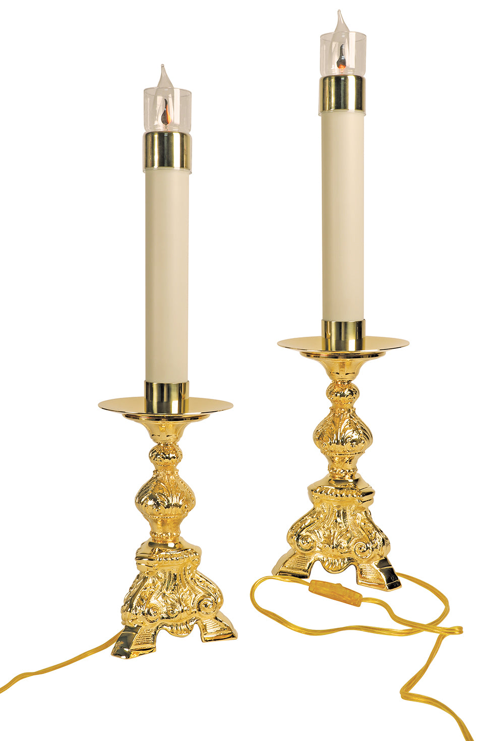 Altar Candlestick - Electrified - 24 Kt Gold Plate - 10 3/4" Ht