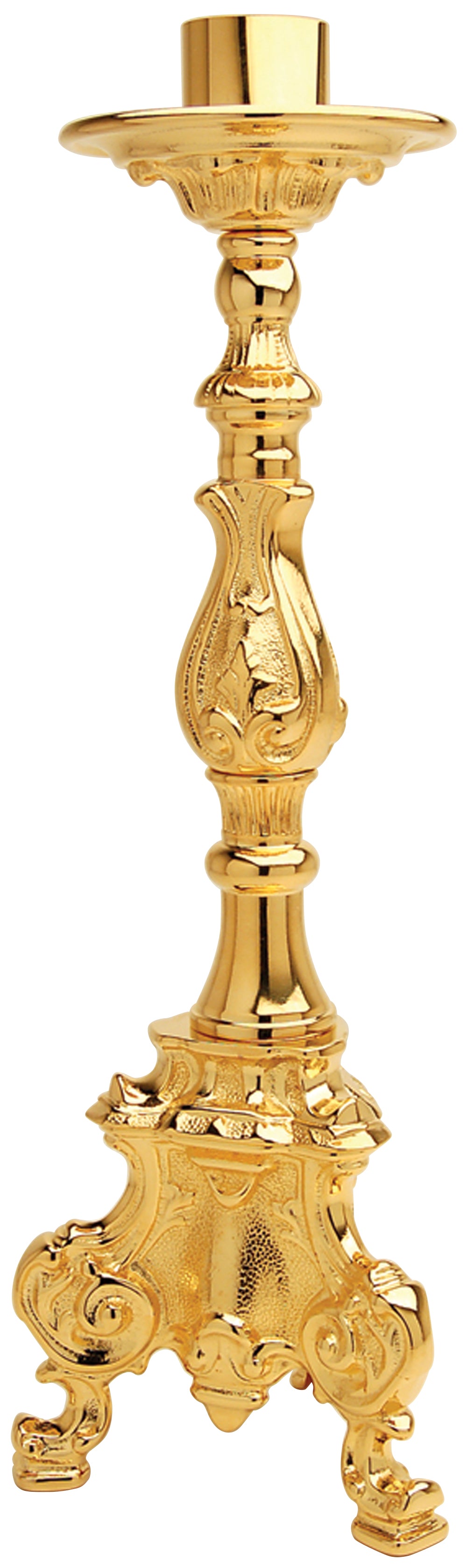 Altar Candlestick - 24 Kt Gold Plated - 15 3/4" Ht
