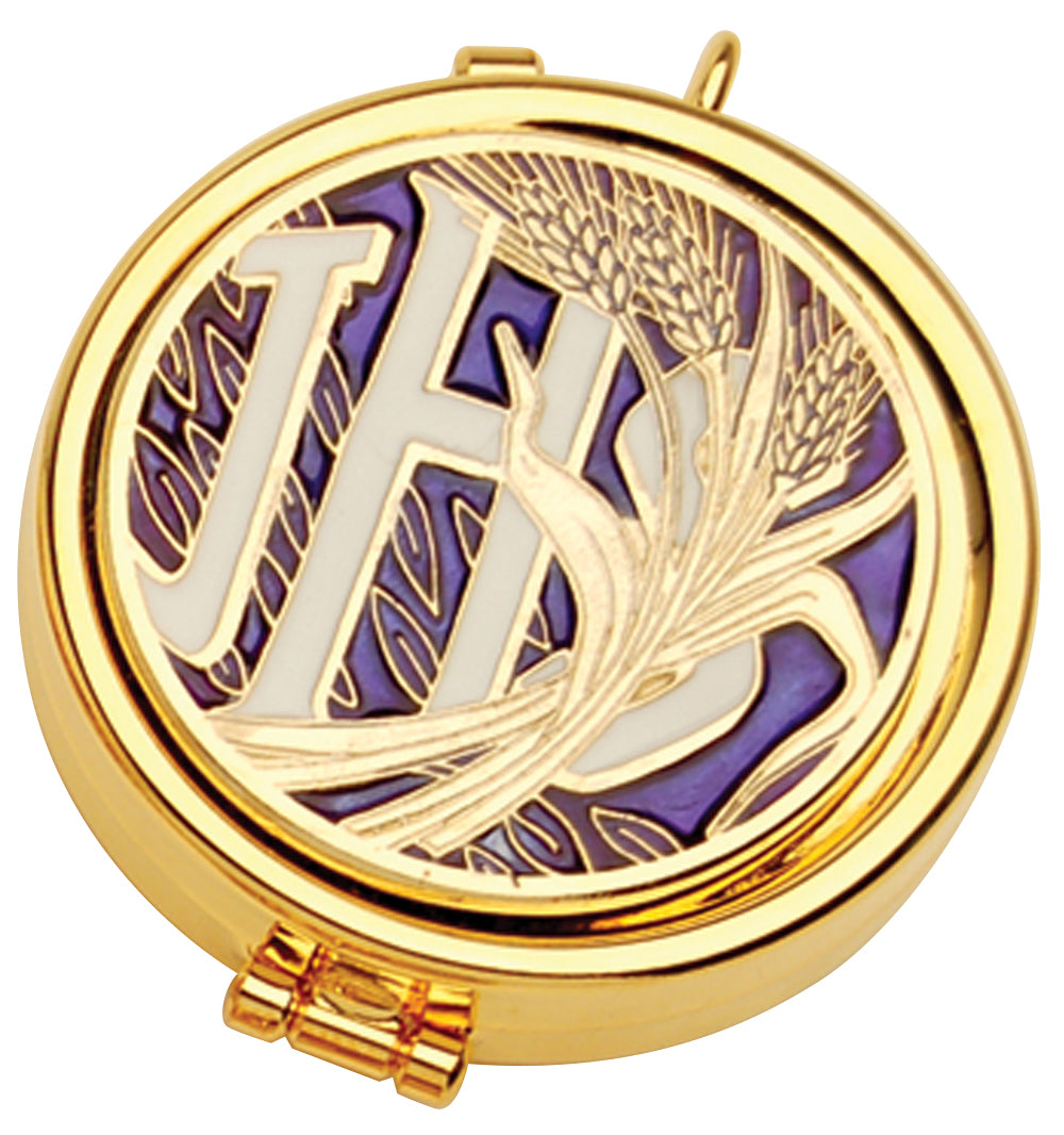 Pyx - Gold Plated - Enameled IHS Emblem - 7 Host