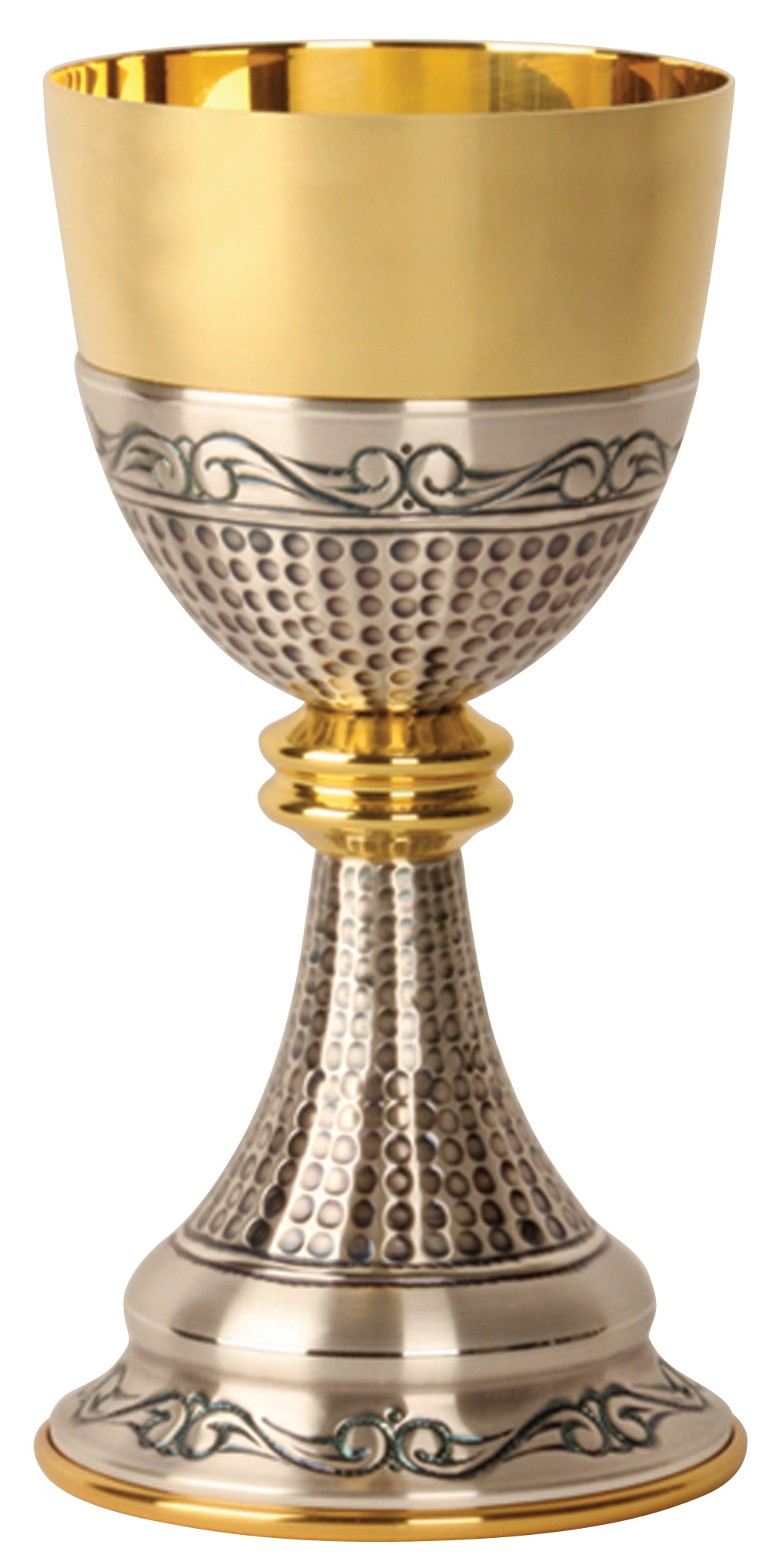 Chalice - Gold Plate & Oxidized Silver - 12 Oz - 8" Ht