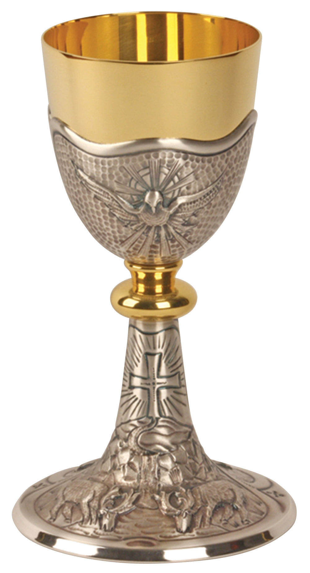 Chalice - Gold Plated & Oxidized Silver - 9 Oz -8 1/4" Ht