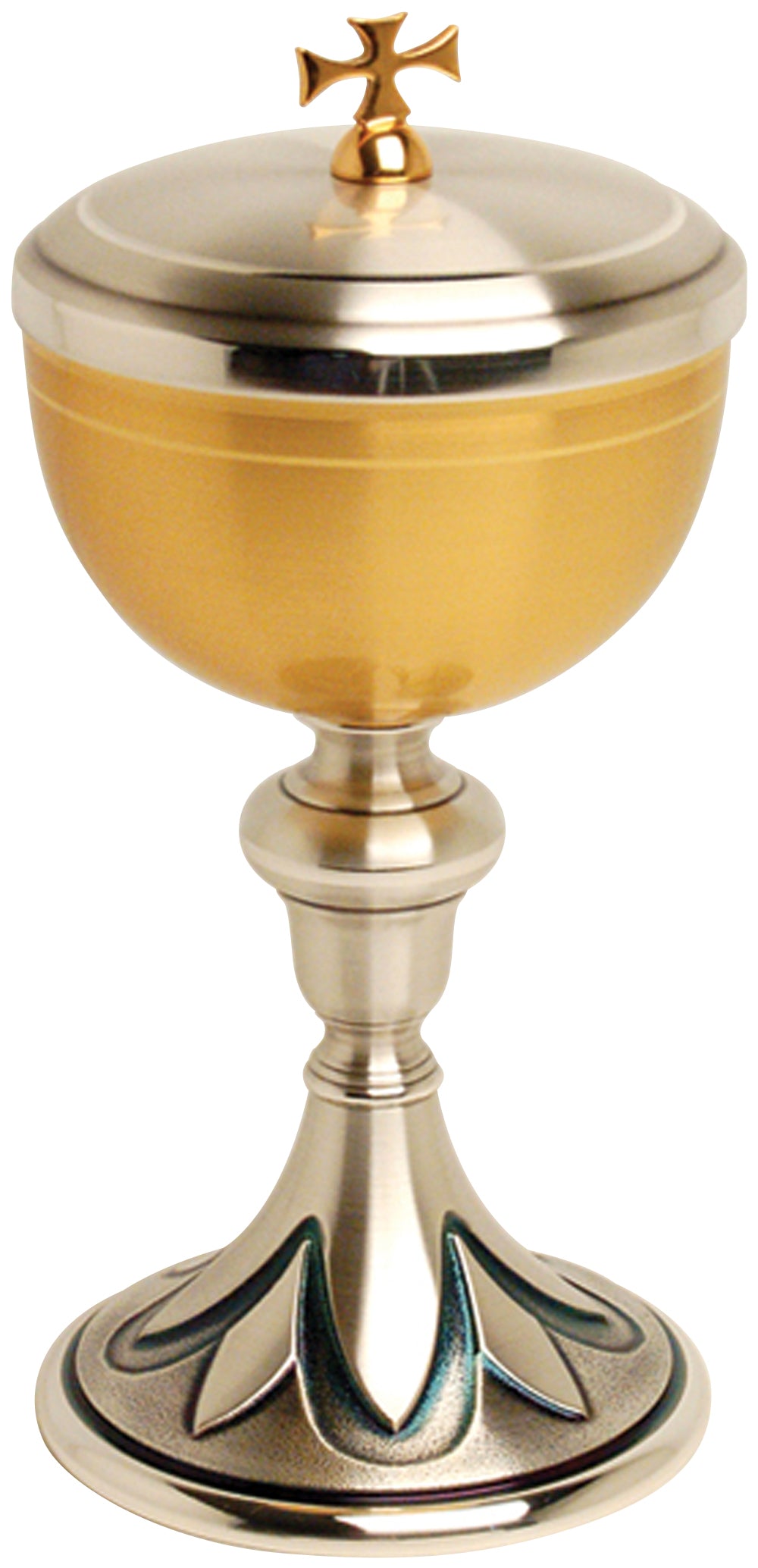 Traditional Ciborium - Gold/Silver - 200 Host - 8 1/4" Ht