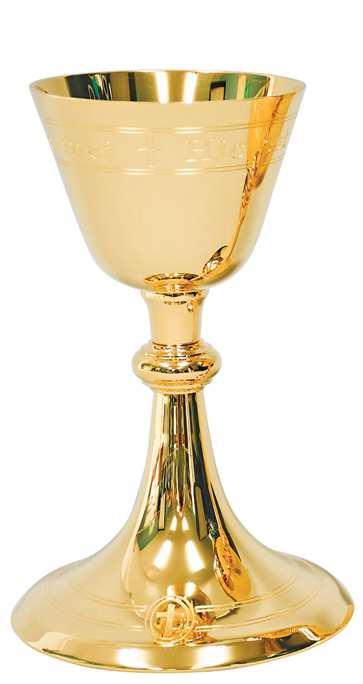 Chalice - Engraved "Hic est Enim Calix Sanguinis Mei" - 8 Oz - 8 1/4" Ht