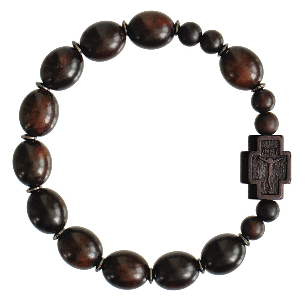 Genuine Oval Jujube Wood Rosary Bracelet (12mm)