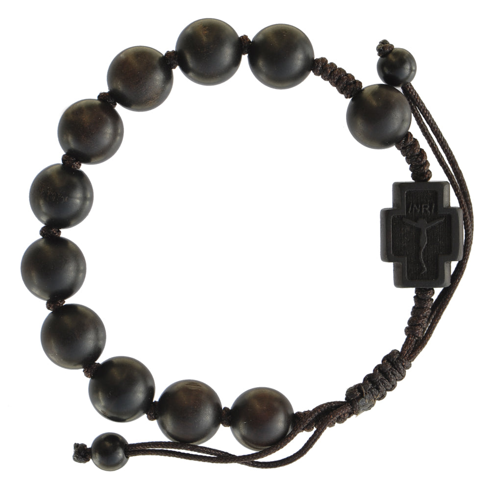 Genuine Adjustable Wood Rosary Bracelet (10mm)