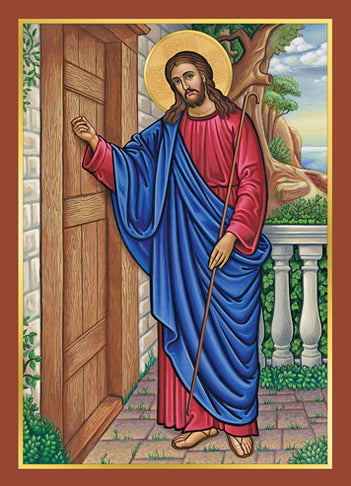 Christ Knocking Mass Card (Gold Foil)