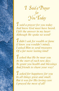 I Said a Prayer for You Today Holy Card (100/box)