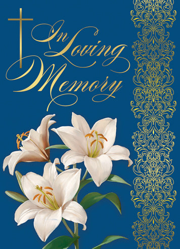 In Loving Memory Deceased Mass Card (Gold Foil) (100/box)