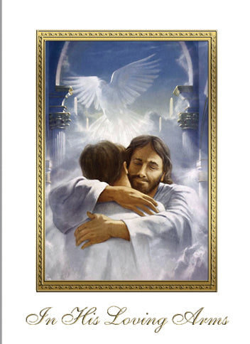 In His Loving Arms - Sympathy/Deceased Mass Card (50/box)