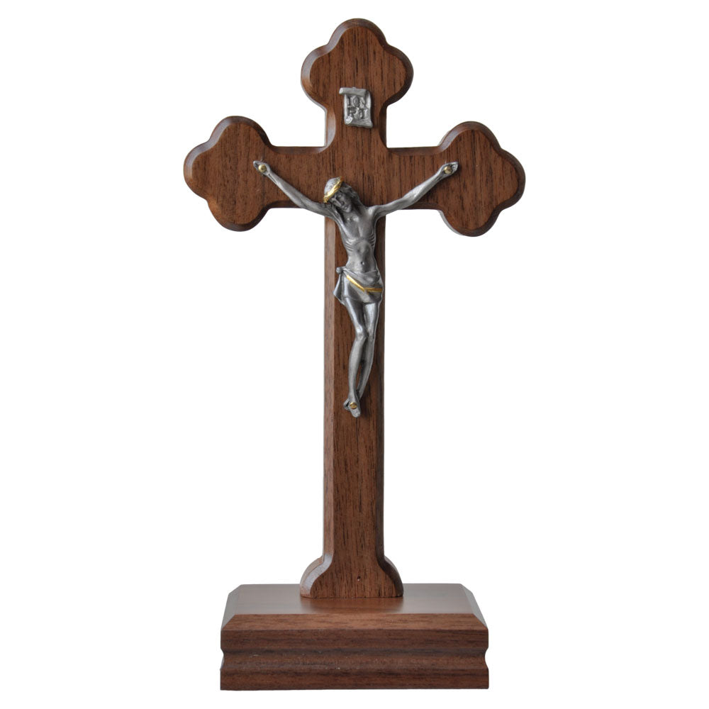 Walnut Standing Crucifix (9" Length)