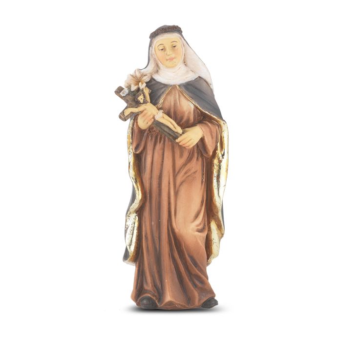 4" Cold Cast Resin Hand Painted Statue of Saint Catherine of Siena in a Deluxe Window Box