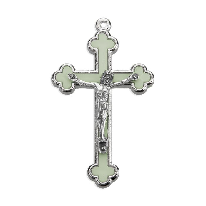 2 3/4" Cloverleaf Crucifix with Luminous Inlay