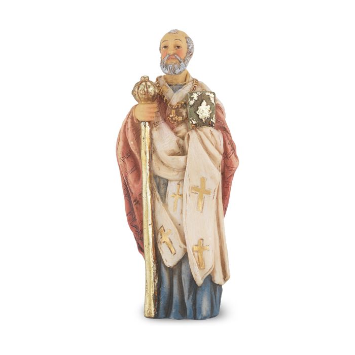 4" Cold Cast Resin Hand Painted Statue of Saint Nicholas in a Deluxe Window Box