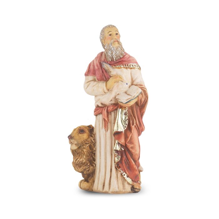 4" Cold Cast Resin Hand Painted Statue of Saint Mark in a Deluxe Window Box