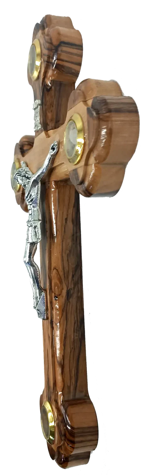 Budded Wooden Crucifix with 14 Stations and Holy Land Essences