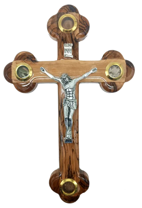 Budded Wooden Crucifix with 14 Stations and Holy Land Essences