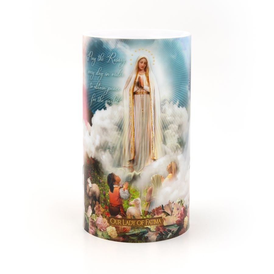 LED Candle (4" x 7") - Our Lady of Fatima, Our Lady of Grace