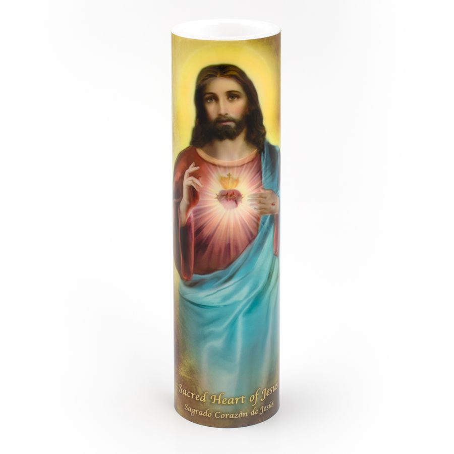 LED Candle (2" x 8") - Sacred Heart of Jesus
