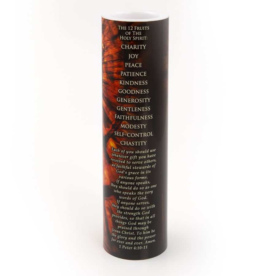 LED Candle (2" x 8") - Holy Spirit 7 Gifts yellow