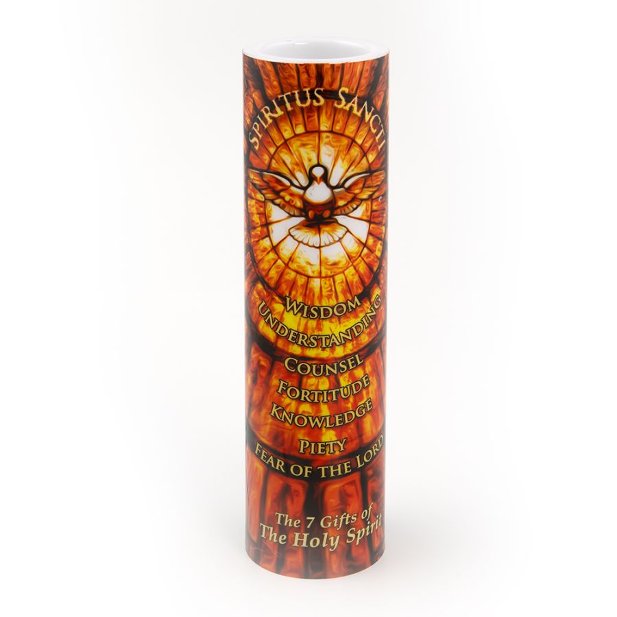 LED Candle (2" x 8") - Holy Spirit 7 Gifts yellow