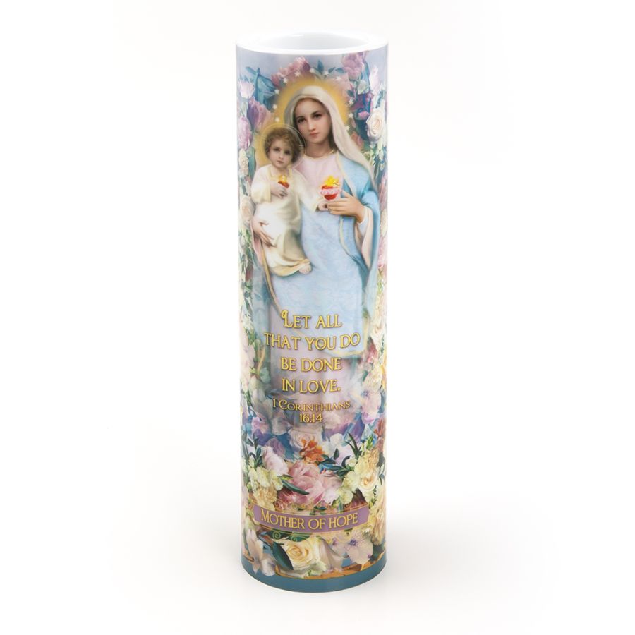 LED Candle (2" x 8") - Child Jesus and Mary