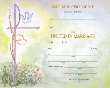 Watercolor Marriage Certificate (50/box)