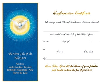 Seven Gifts of the Holy Spirit Certificate - 50/box