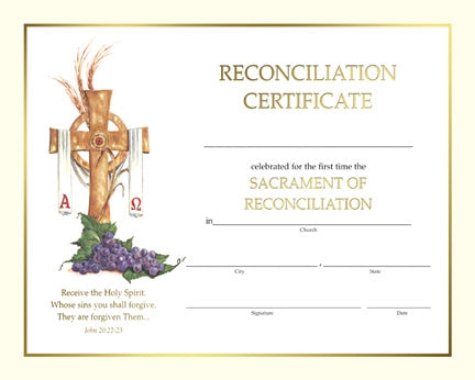Spiritual Reconciliation Certificate