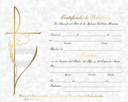 Parchment Baptism Certificate (Spanish) (50/box)