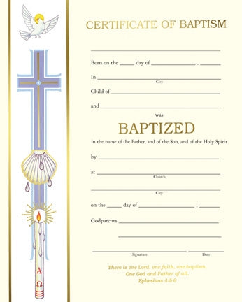 Banner Baptism Certificate (50/box)