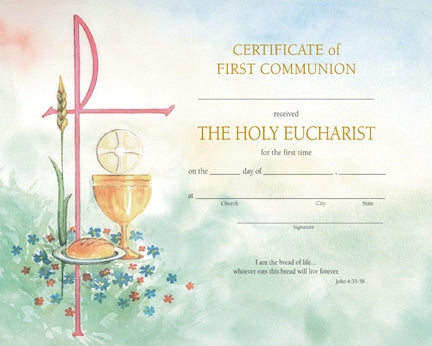 Watercolor Communion Certificate (50/box)
