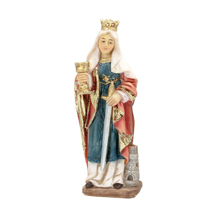 4" Cold Cast Resin Hand Painted Statue of Saint Barbara in a Deluxe Window Box