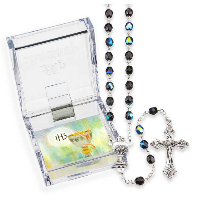 Aurora Borealis Bead Communion Rosary, Boxed