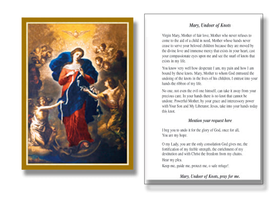 Mary Undoer of Knots Large Size Holy Card (100/box)