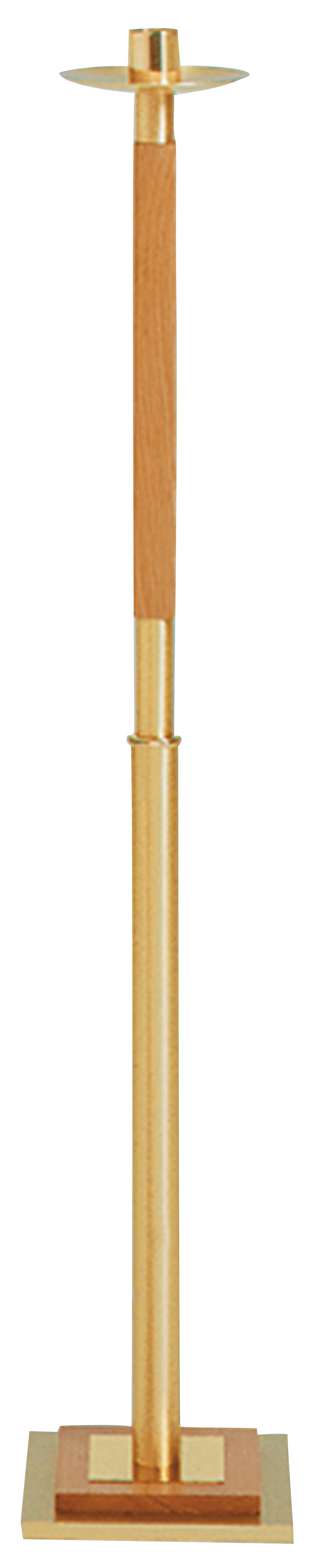 Processional Standing Candlestick - Satin Brass/Oak - 42" Ht