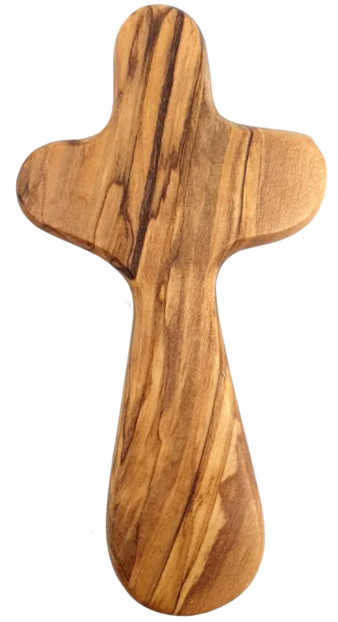 Olive Wood Handheld Comfort Cross from Holy Land in Multiple Sizes