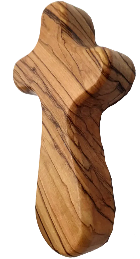 Olive Wood Handheld Comfort Cross from Holy Land in Multiple Sizes