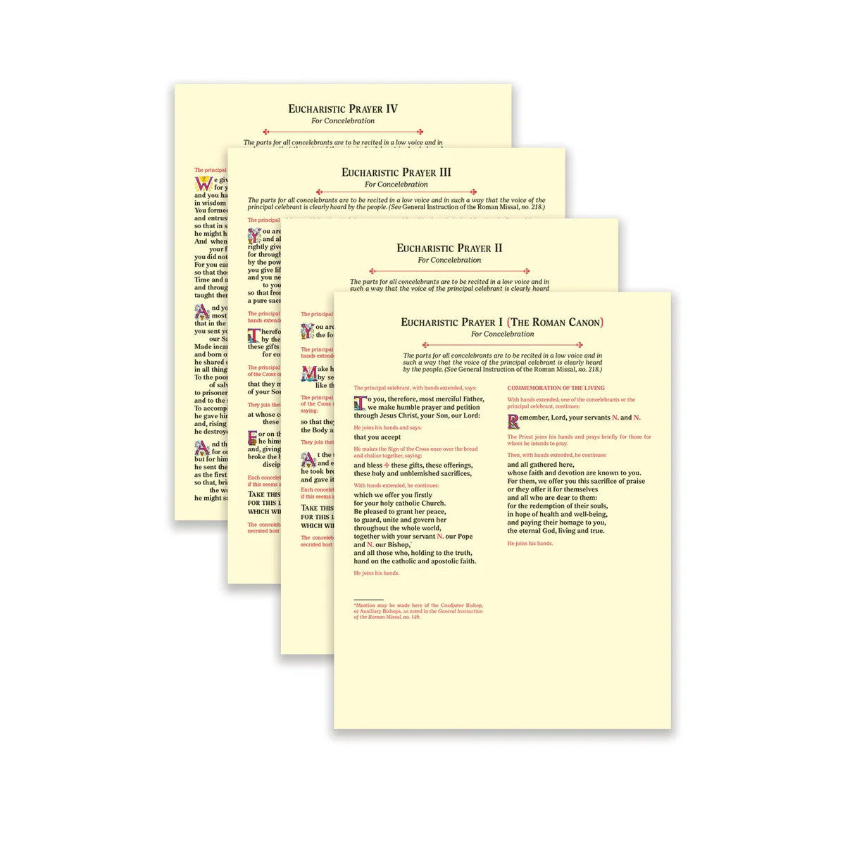 Eucharistic Prayer Cards for Concelebration